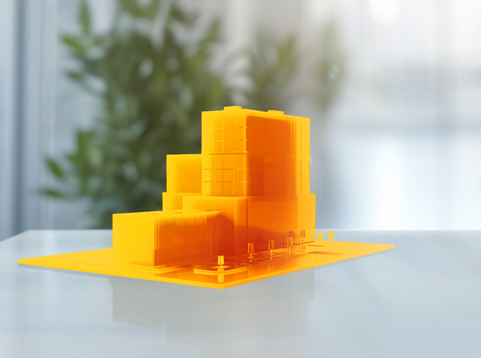 3D-Modell eines Gebäudes auf einem Tisch