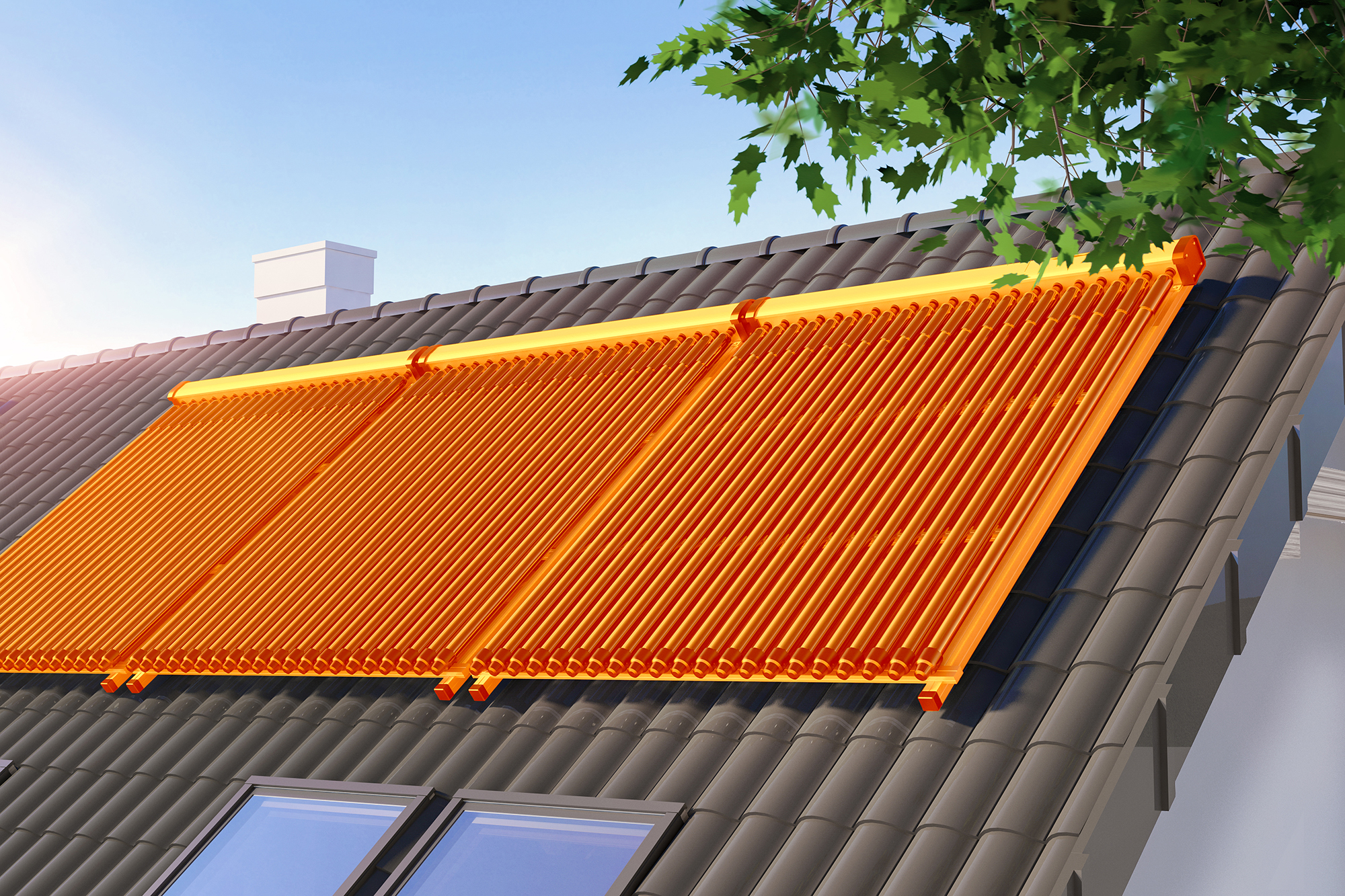 Solarthermieanlage auf Hausdach