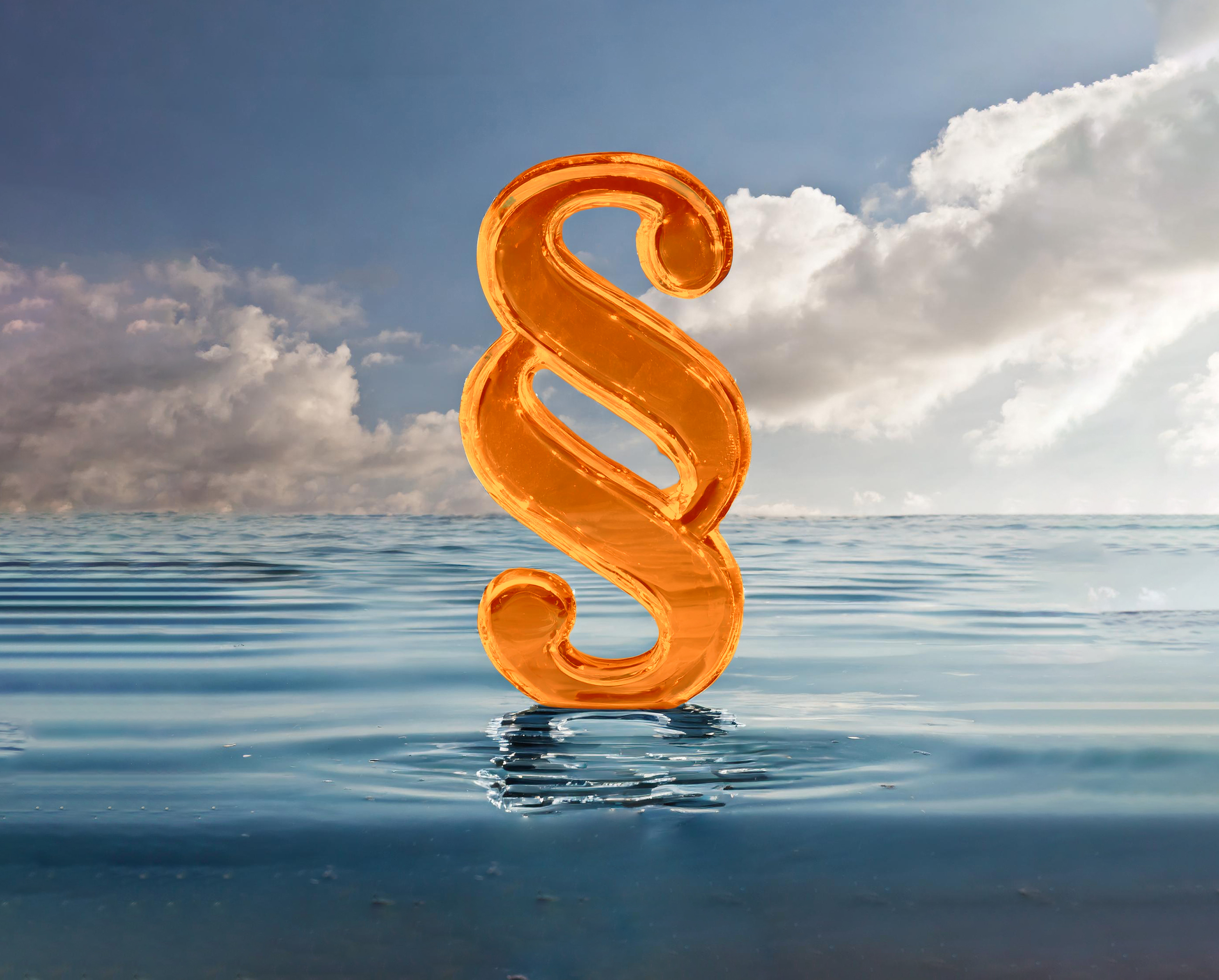 Paragrafzeichen auf Wasser